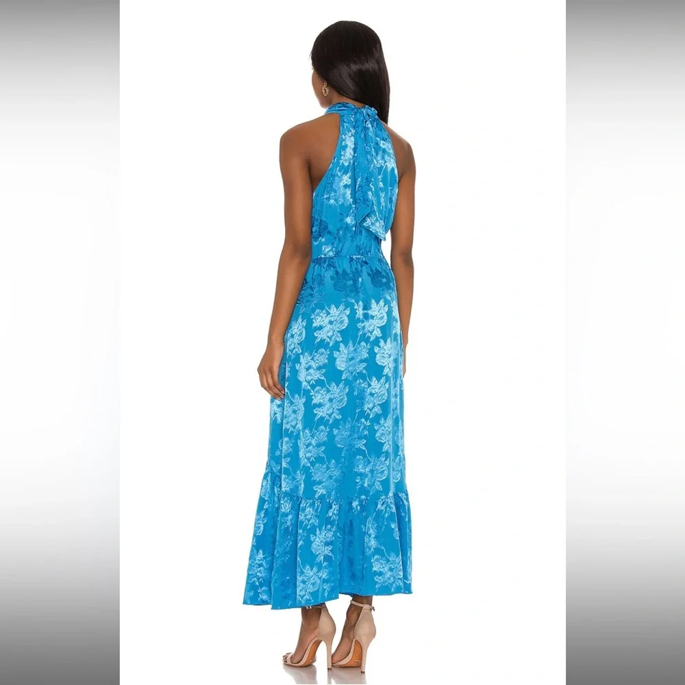 *Last Chance* Saylor Corinna Floral Halter Maxi Dress Mykonos Blue Cerulean 🤍 - Picture 2 of 7